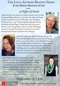 Flight of Poets: Melissa Kwasny, Alexandra Teague, and Keetje Kuipers on September 5th, 2015 